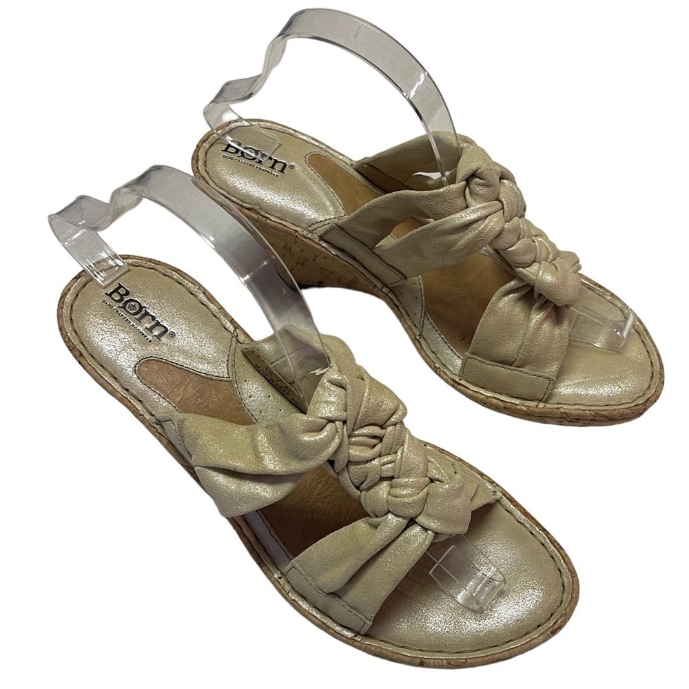 Born Strappy Ankle Strap Wedge Cork Sandals Platform size 10